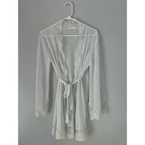 Avidlove Sheer White Lace Flare Sleeve Robe Size S Feminine Romantic Sexy